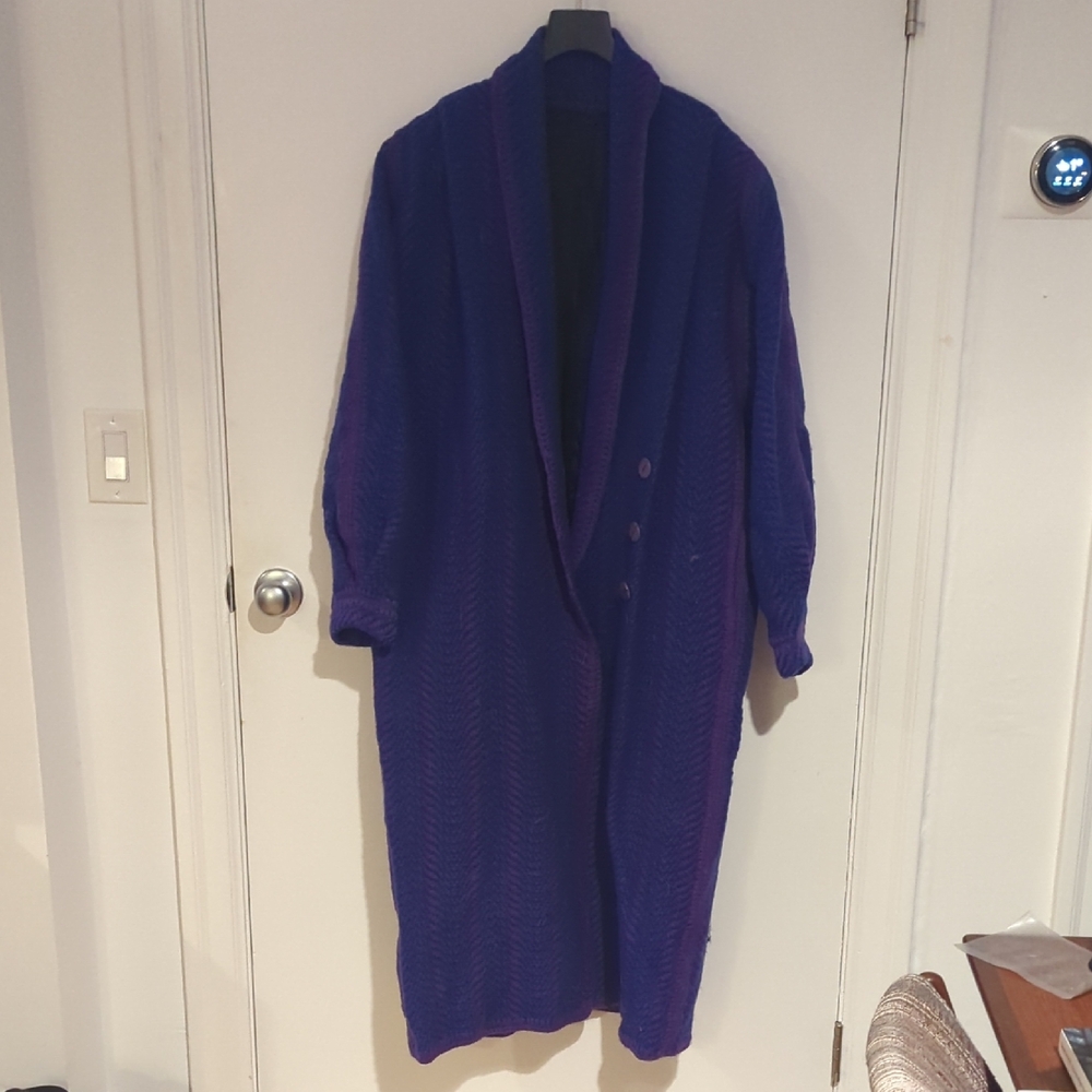 Vintage 80's Purple Long Knit Cardigan